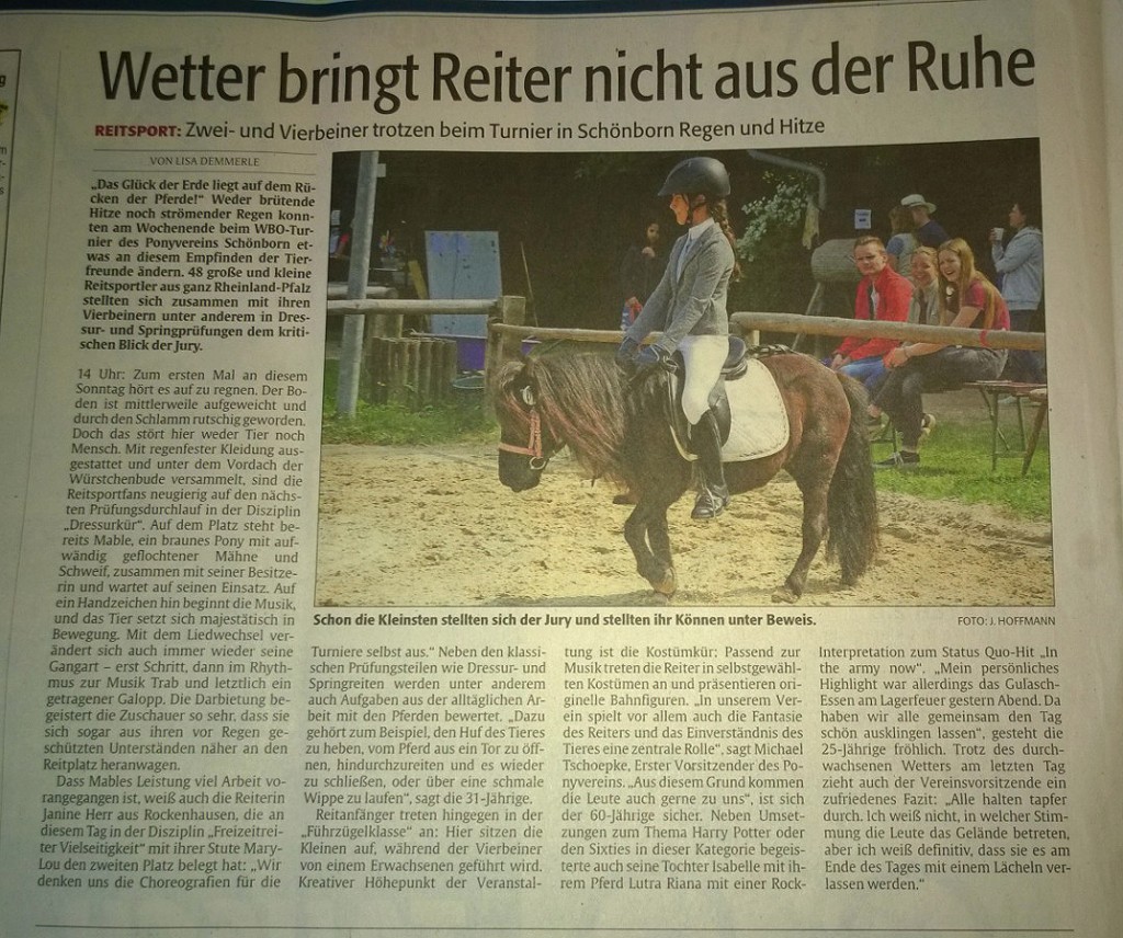 Artikel in der Rheinpfalz vom 17.05.2018